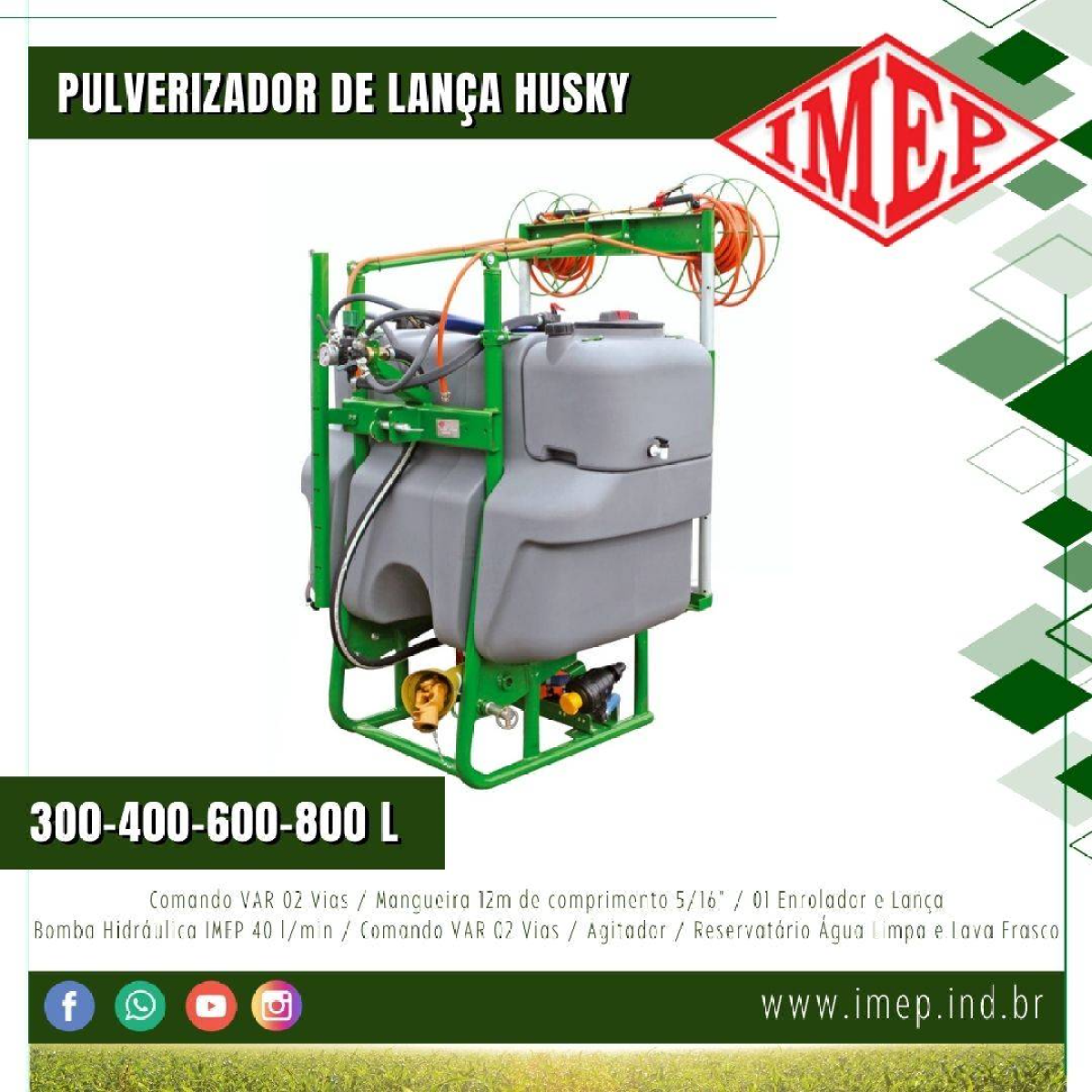Pulverizador de Lança/Pistola IMEP HUsky 300-400-600-800l Acoplado