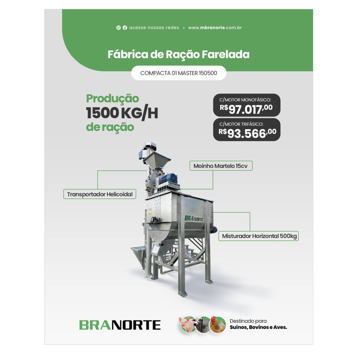 1500 Kg/h | Fábrica de Ração Master 01