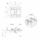 Dobradiça Plana Externa Inox com Abertura de 180°