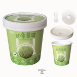 Paper ice cream cups and lids with in-packed spoons