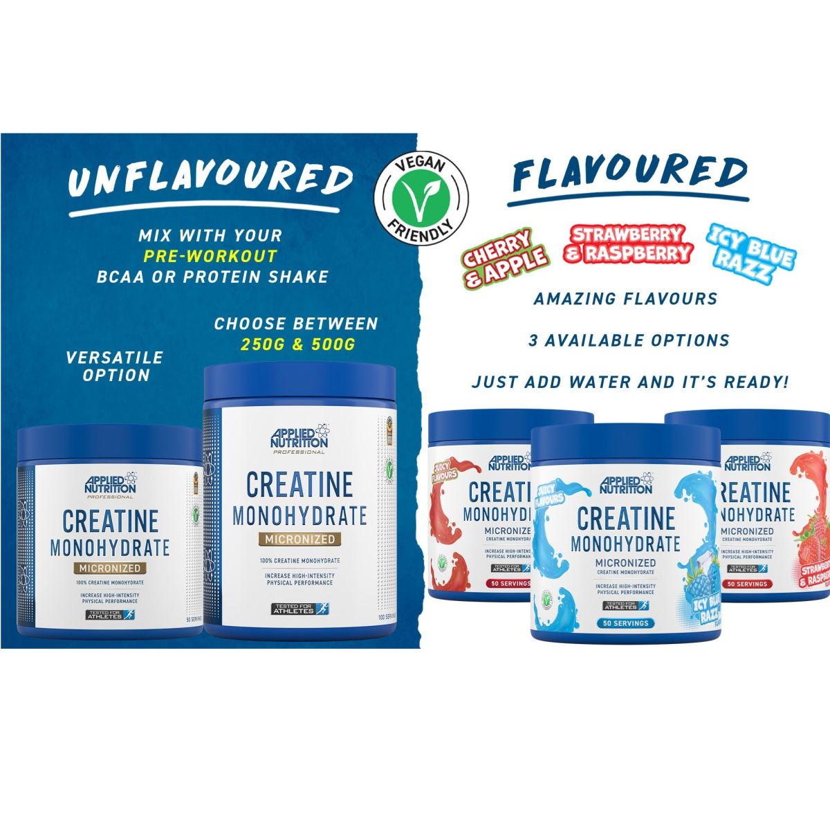 Creatina Monoidrato 250g, 500g, Aromatizzata e insapore disponibile