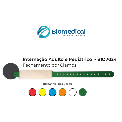Pulseira de indetificação Código de Barras - Adulto e Pediátrico - Fechamento por Clamps