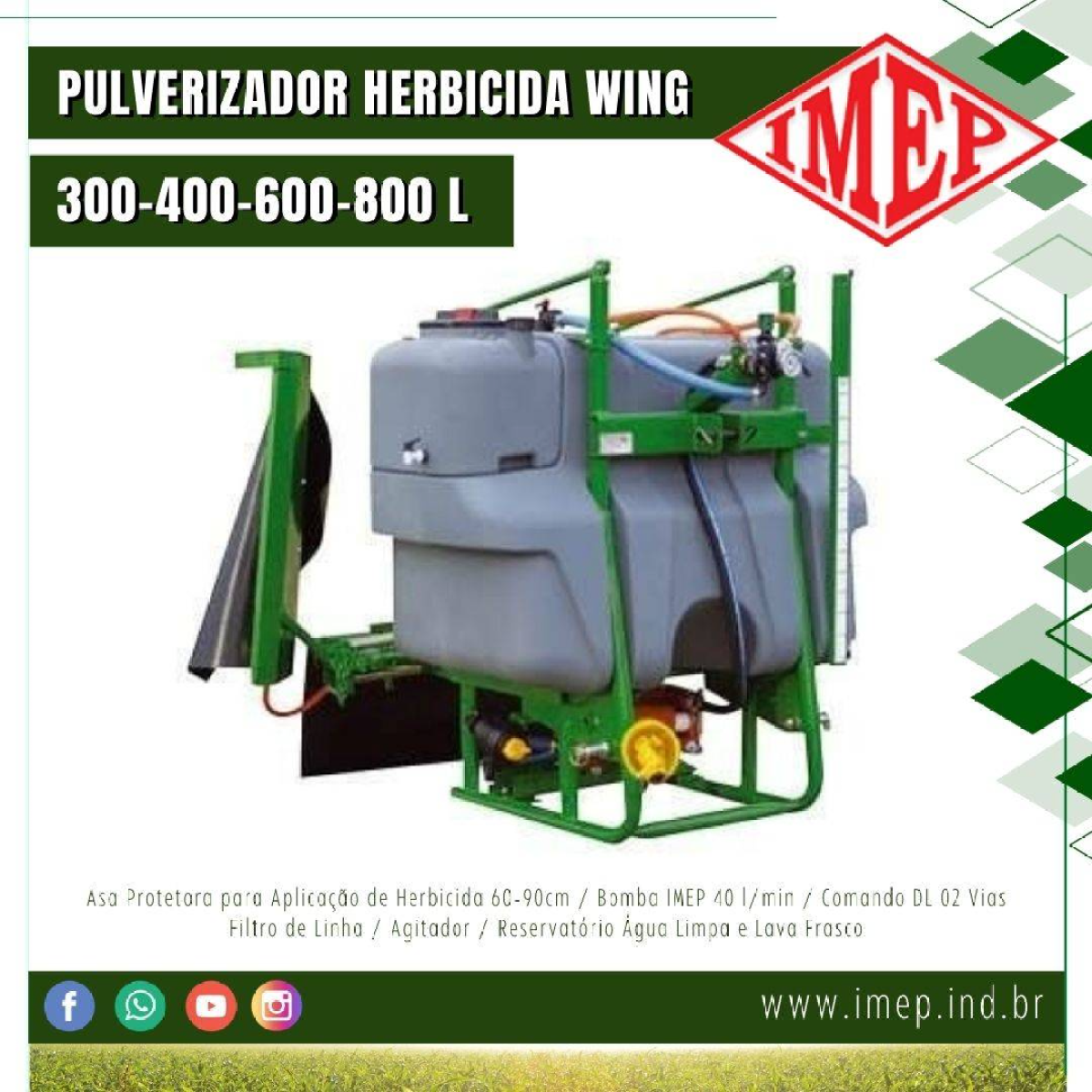 Pulverizador Herbicida IMEP WING 300-400-600-800 litros Acoplado