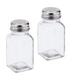 Saleiro Quadrado Corpo De Vidro C/ Tampa Em Aço Inox