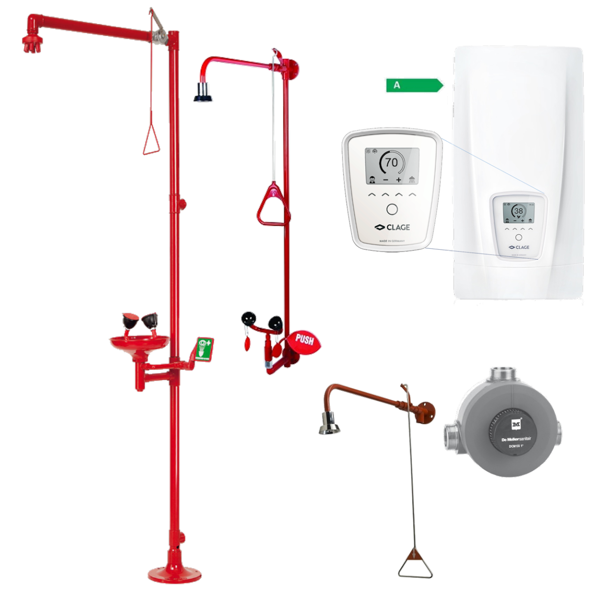 Warm water voor nooddouches 15°, 20° of 23°C ?