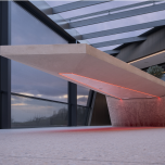 Floating precast concrete table