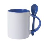 Canecas Para Sublimação de Cerâmica Branca Com Colher E Interior Azul Lilás de 325ml