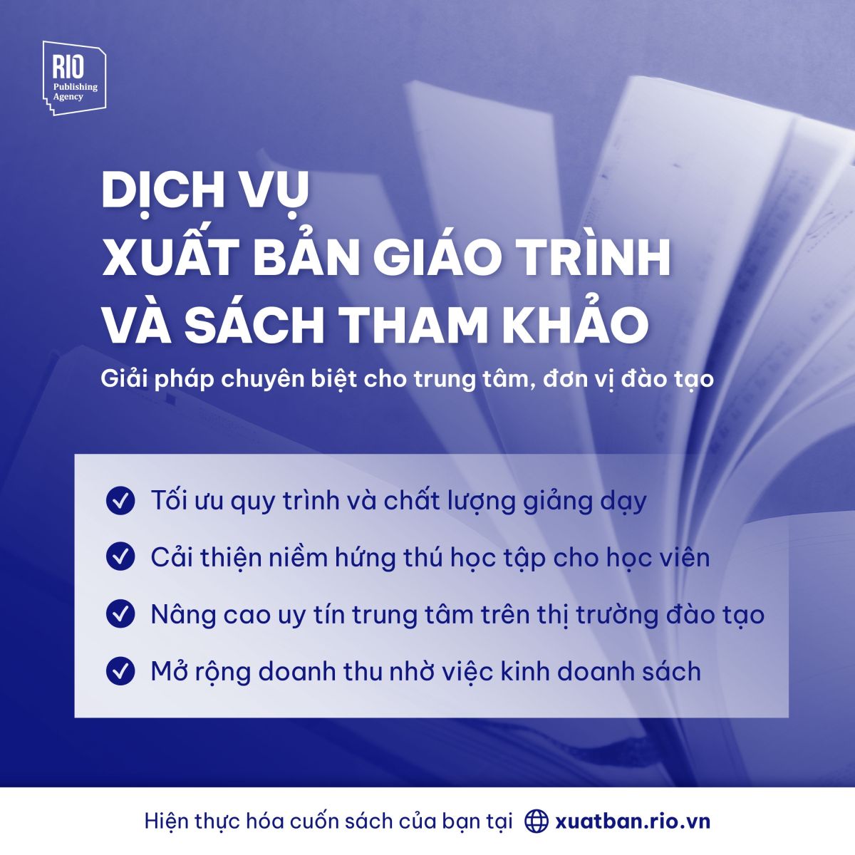 Dịch vụ xuất bản cho đơn vị đào tạo