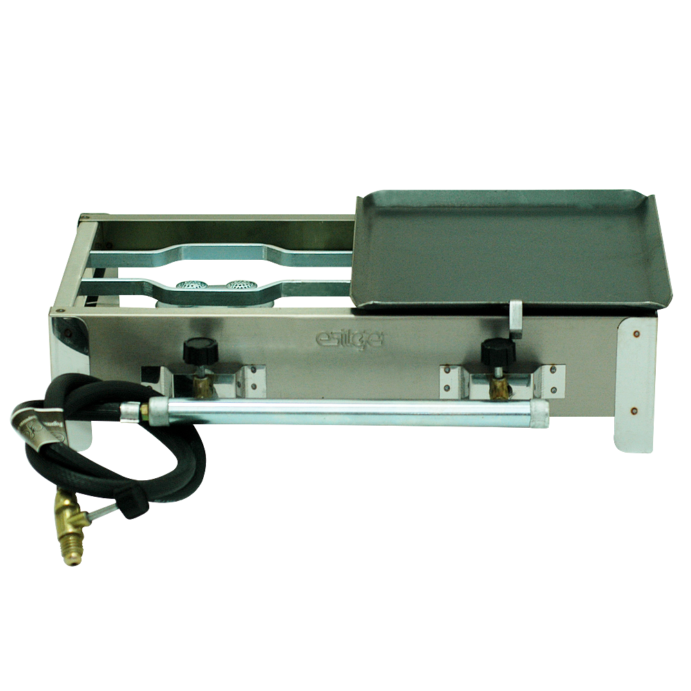 Fogareiro 2 Bocas Inox Com Meia Chapa