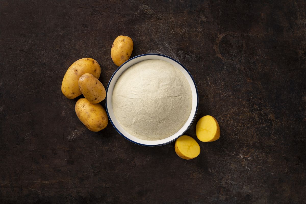 Hot-swelling potato granules: pulpy texture, intact cells, natural flavor.