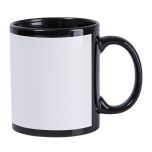 Canecas de Cerâmica Preta Com Tarja Branca 325m