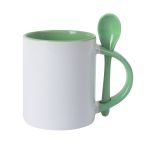 Canecas Para Sublimação de Cerâmica Branca Com Colher E Interior Verde Médio 325ml