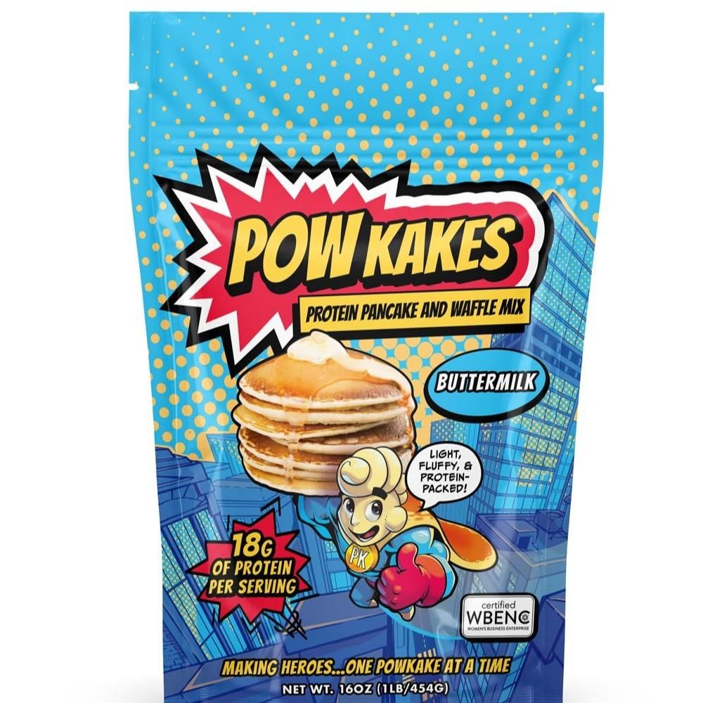 POWKAKES Protein Pancake Mix and Waffle Mix, Buttermilk