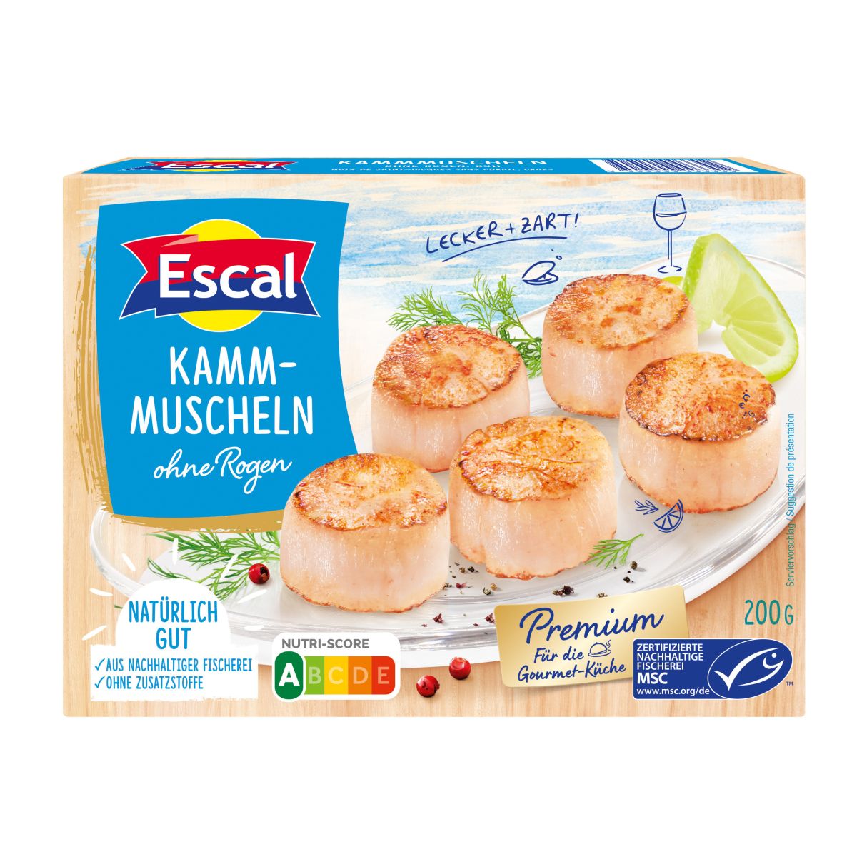 Scallops, without roe, frozen