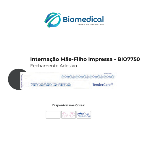Pulseira de indetificação Código de Barras - Infantil/INTERNAÇÃO MÃE-FILHO IMPRESSA - Fechamento Adesivo