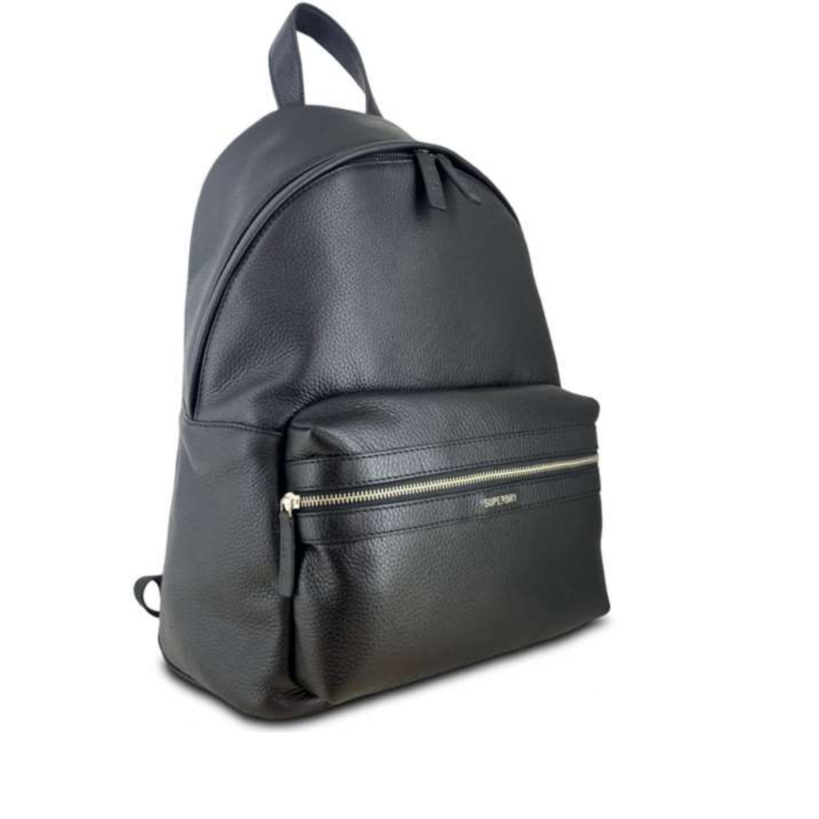 Print leather backpack with sheen look and shape being the USP of this article