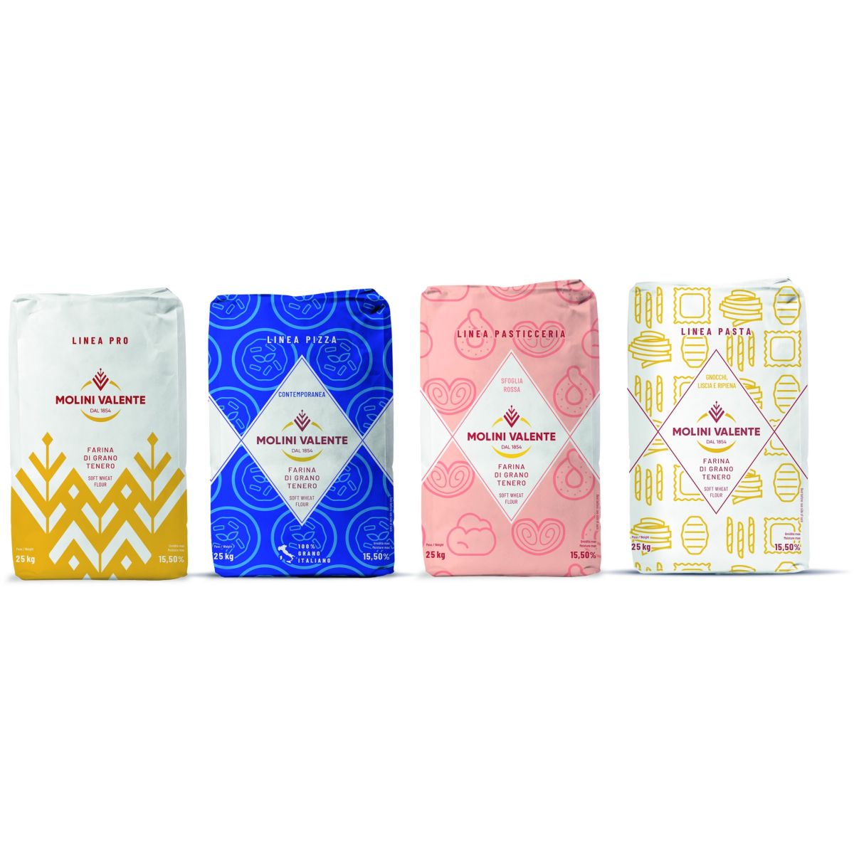 Farinhas modernas Tipo 00, 0, 1, 2 e integrais, ideais para pão, pizza, massas e doces.