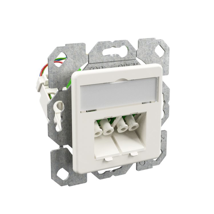 Flush-mountable fibre optic termination socket, SM, OS2