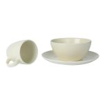 Kit Trio Caneca 220ml, Bowl 500ml Para Sublimação Com Prato de Cerâmica