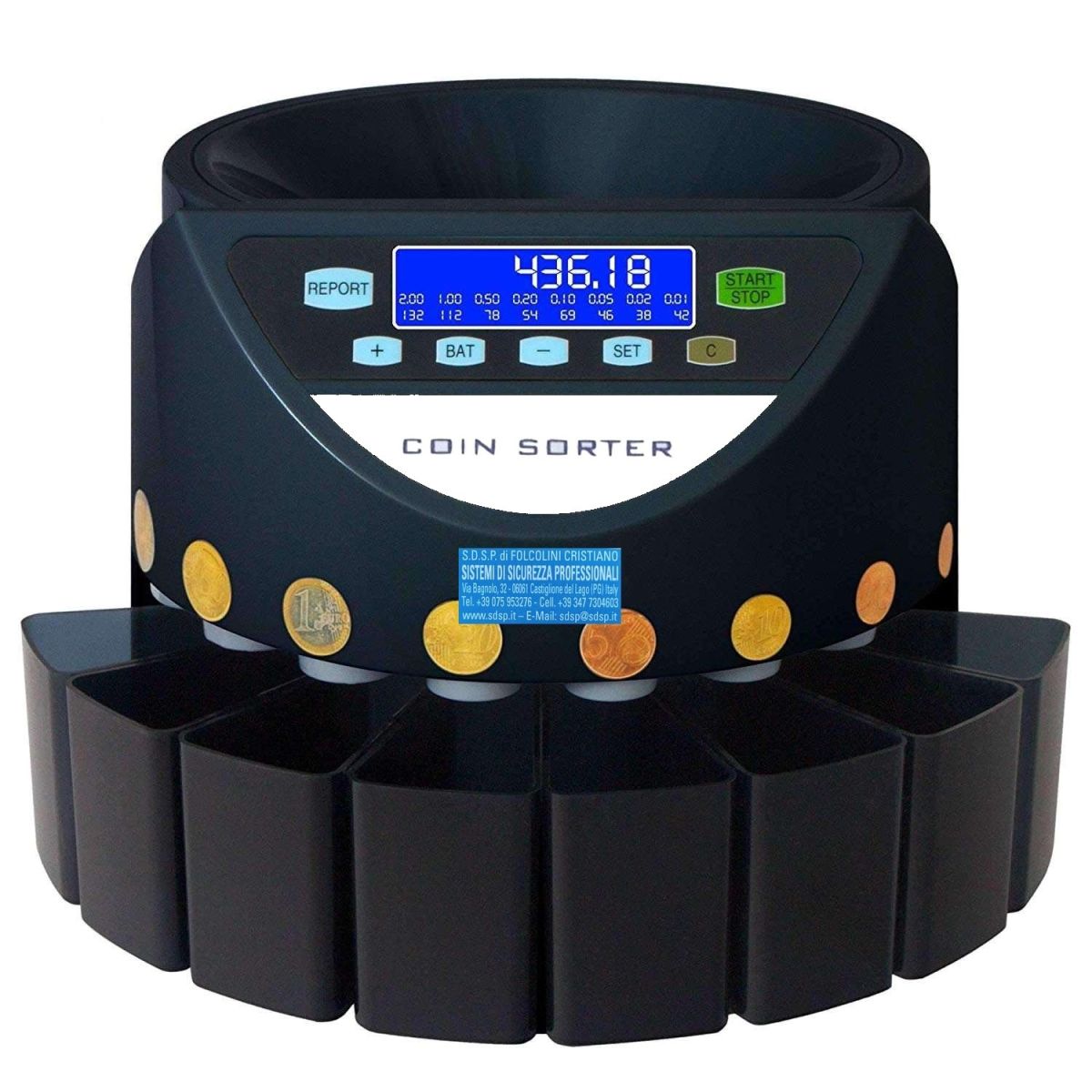 SELEZIONATRICE DI MONETE COIN COUNTER 8 Cassetti LCD