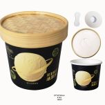 Paper ice cream cups and lids with in-packed spoons