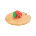 Tampa de Bambu Com Puxador Morango Para Caneca