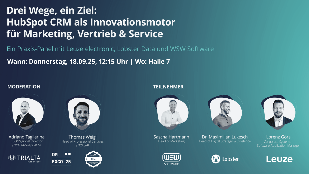 Drei Wege, ein Ziel: HubSpot CRM als Innovationsmotor und Datenbasis für erfolgreiches Marketing, Vertrieb und Service – ein Praxis-Panel