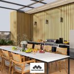 NEWTECHWOOD BARDAGE BOIS COMPOSITE BROSSÉ - RED CEDAR SUR FOND NOIR - UH156 34*185*3500 - CERTIFIÉ FSC 100%