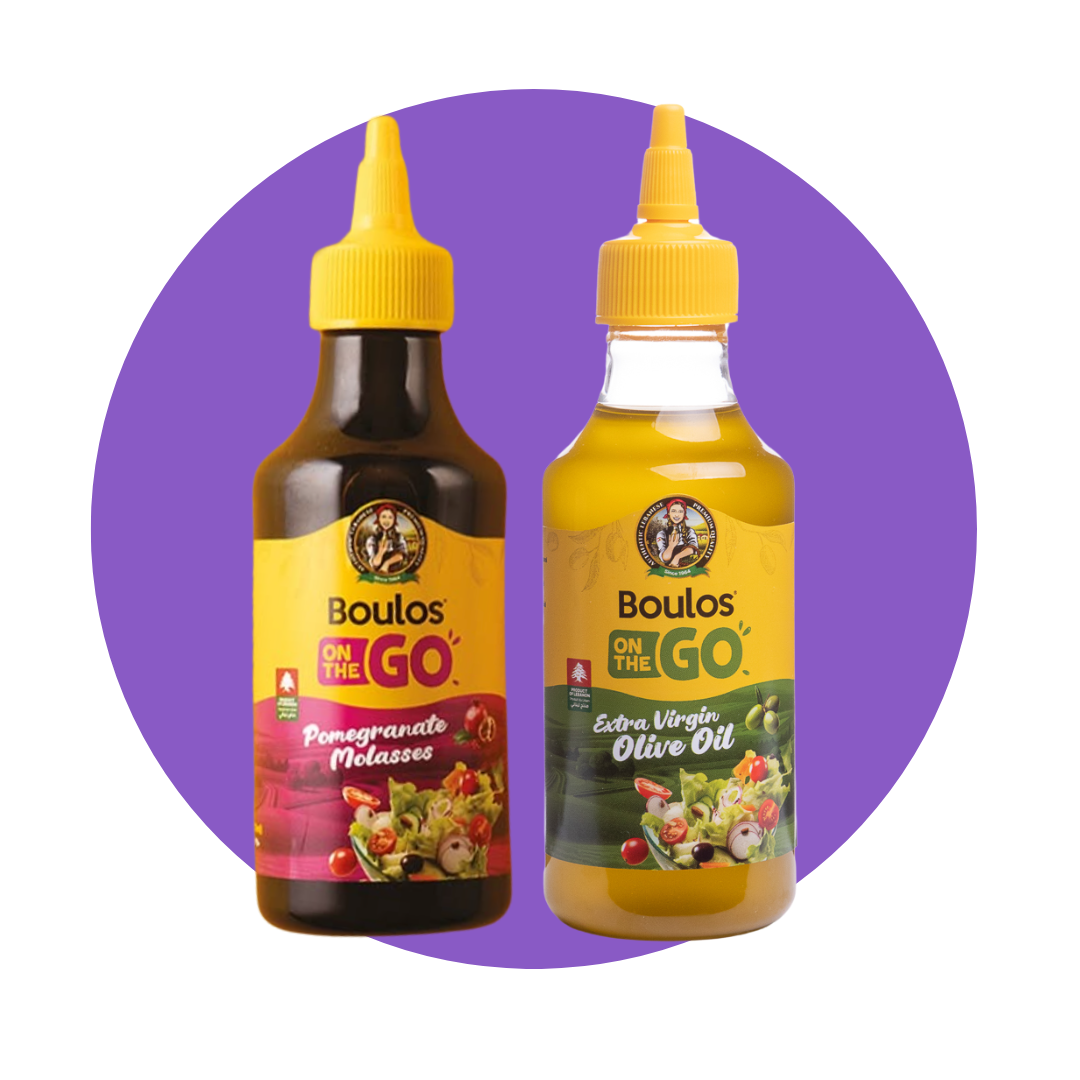 On The Go extra virgin olive oil and pomegranate molasses