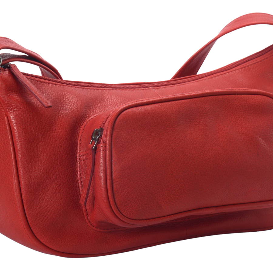 GB-0625-24 : Medium shoulder bag zip close with front zip utility pocket, size 20cm x 36cm x 18cm