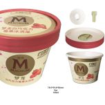 Paper ice cream cups and lids with in-packed spoons