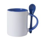 Canecas Para Sublimação de Cerâmica Branca Com Colher E Interior Azul Lilás de 325ml
