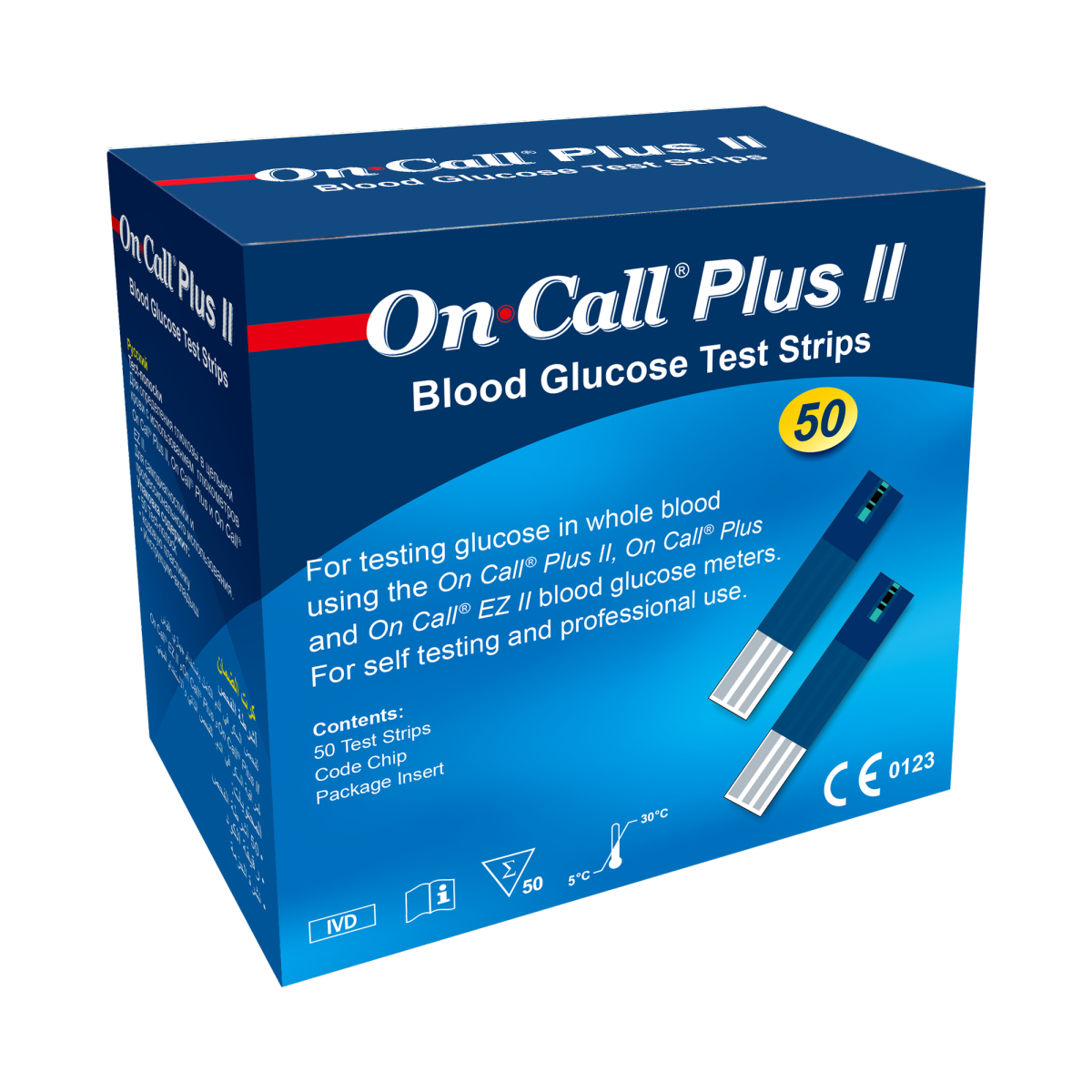 50 Tiras Reagentes em Frasco para Teste de Glicemia On Call® Plus II